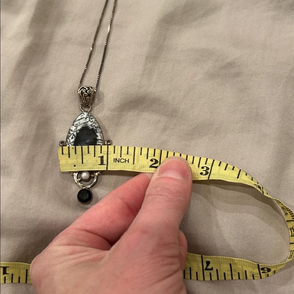 Dendritic Agate Pendant silver Necklace - Picture 8 of 9